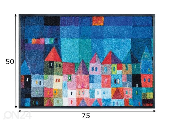 Matto COLOURFUL HOUSES 50x75 cm mitat
