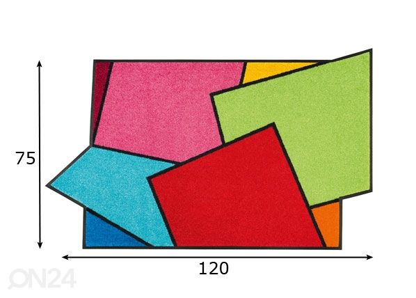 Matto Crazy Cubes 75x120 cm mitat