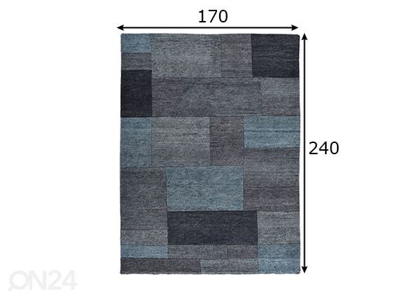 Matto Dalas, 170x240 cm turkoosi mitat
