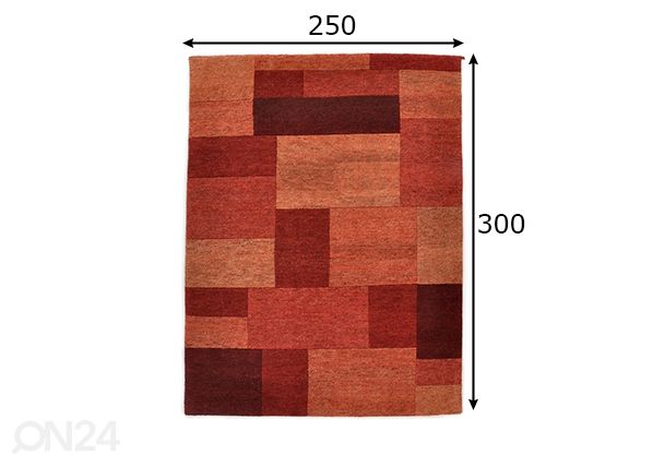 Matto Dalas, 250x300 cm punainen mitat