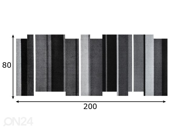 Matto DANCING STEPS BLACK 80x200 cm mitat