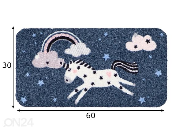 Matto EINHORN WOLKEN 30x60 cm mitat