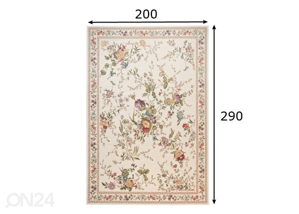 Matto Flomi Sagrini 200x290cm, kermanvalkoinen mitat