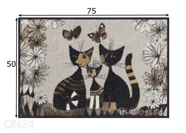 Matto Gatti con Fiori 50x75 cm mitat