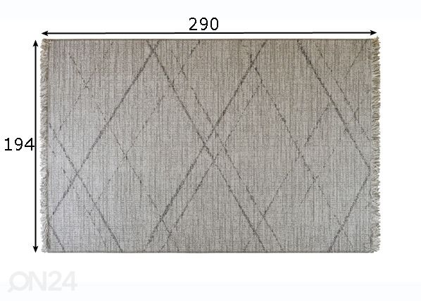 Matto Gipsy Grey 194x290 cm mitat