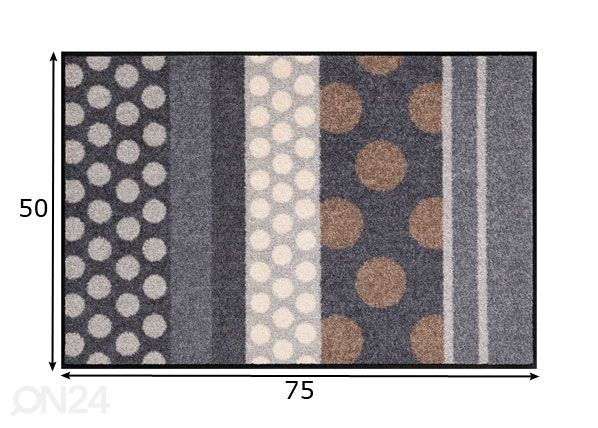 Matto GLAMOUR DOTS GRAU 50x75 cm mitat