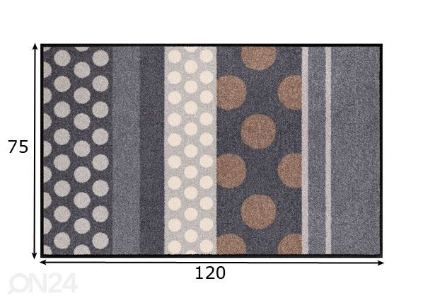 Matto GLAMOUR DOTS GRAU 75x120 cm mitat