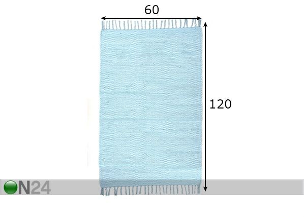 Matto Happy Cotton 60x120 cm, vaaleansininen mitat