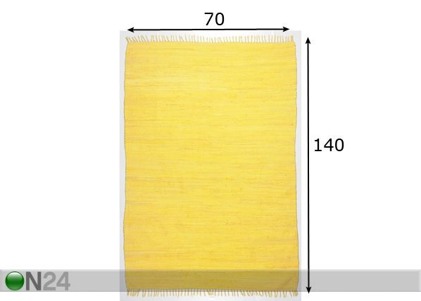 Matto Happy Cotton 70x140 cm, keltainen mitat