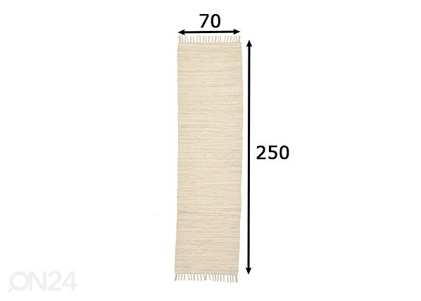 Matto Happy Cotton 70x250 cm, luonnonvaalea mitat