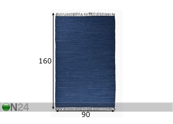 Matto Happy Cotton Uni 90x160 cm, sininen mitat