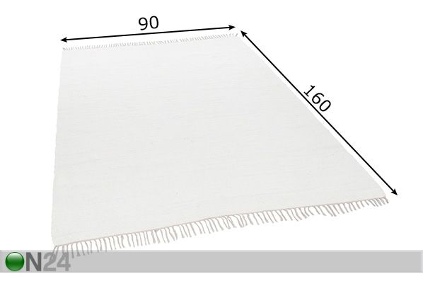 Matto Happy Cotton Uni 90x160 cm, valkoinen mitat