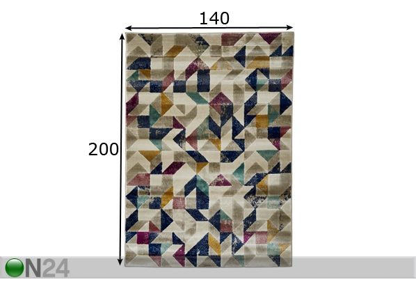Matto Hippy Multi 140x200 cm mitat