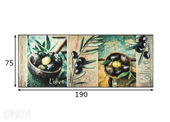 Matto L´OLIVE 75x190 cm mitat