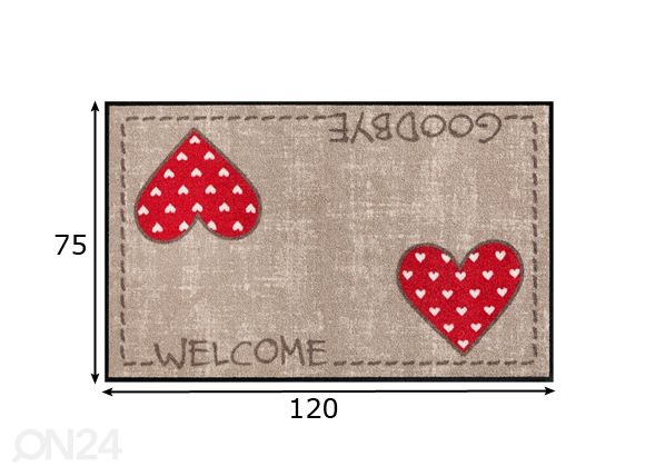 Matto LAURAS HERZEN 75x120 cm mitat