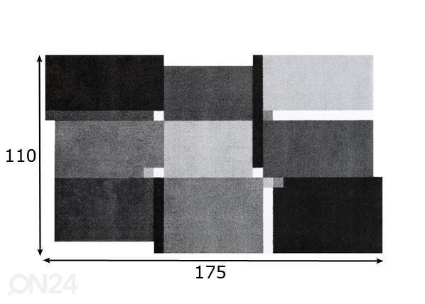 Matto LIVING SQUARES BLACK 110x175 cm mitat