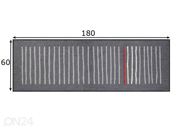 Matto Mikado graphite 60x180 cm mitat