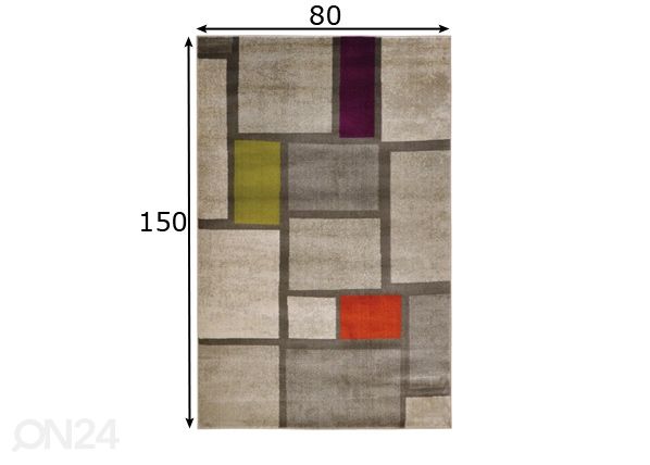 Matto Mondrian Multi 80x150 cm mitat