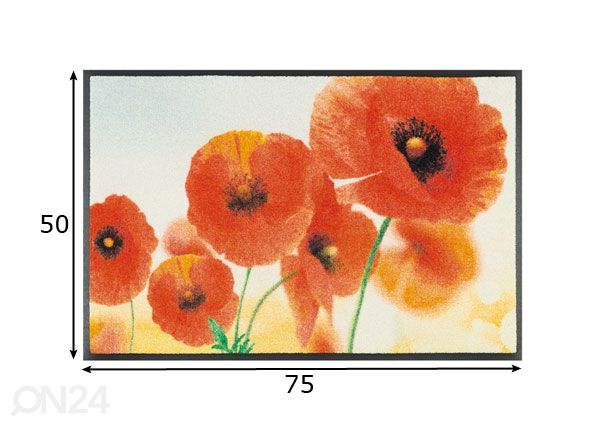 Matto SUNNY POPPY 50x75 cm mitat