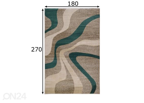 Matto Swirl Grey Aqua 180x270 cm mitat