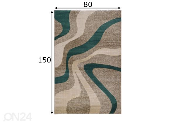 Matto Swirl Grey Aqua 80x150 cm mitat