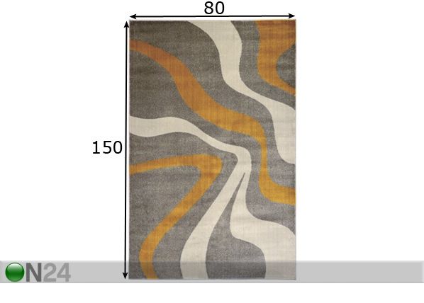 Matto Swirl Grey Yellow 80x150 cm mitat