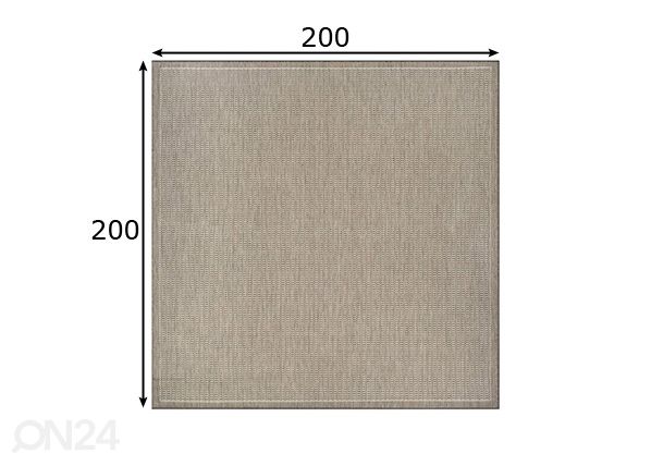 Matto Tatami Taupe 200x200 cm mitat