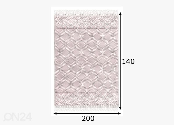 Matto Tom Tailor Colored Macrame, 140x200 cm vaaleanpunainen mitat