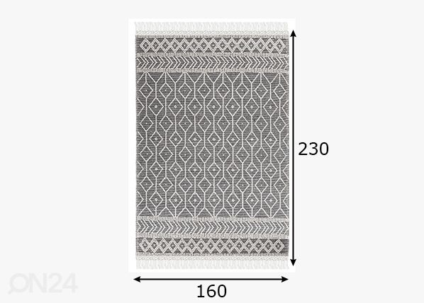 Matto Tom Tailor Colored Macrame, 160x230 cm harmaa mitat
