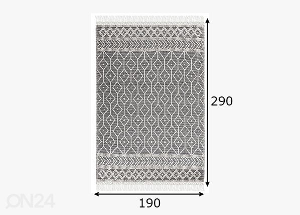 Matto Tom Tailor Colored Macrame, 190x290 cm harmaa mitat