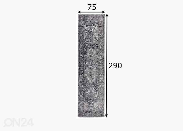 Matto Tom Tailor Funky Orient Tabriz, 75x290 cm harmaa mitat