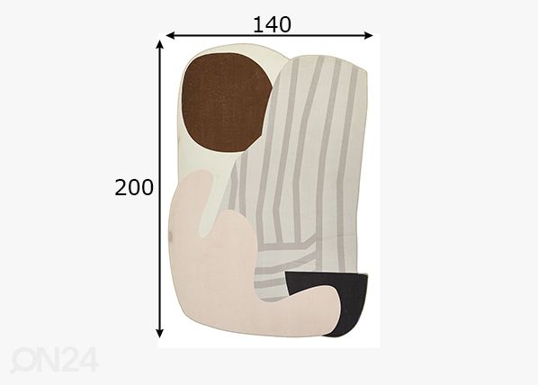 Matto Tom Tailor Shapes, 140x200 cm harmaa/moniväri mitat