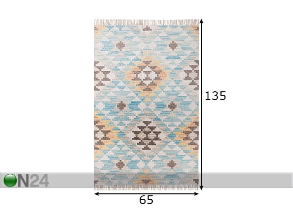 Matto Vintage Check Kelim 65x135cm mitat