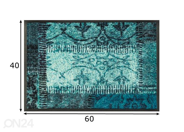 Matto Vintage Patches turkoosi 40x60 cm mitat