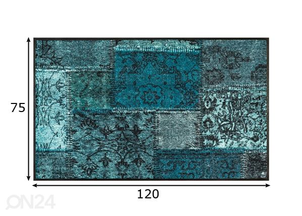 Matto Vintage Patches turkoosi 75x120 cm mitat