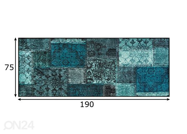 Matto Vintage Patches turkoosi 75x190 cm mitat