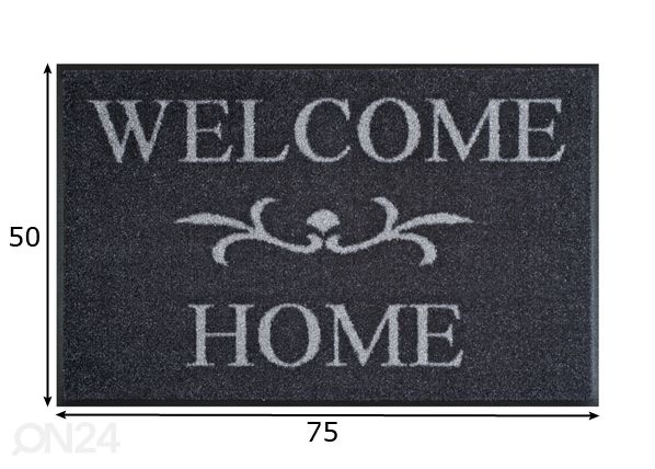 Matto WELCOME HOME ANTHRAZIT 50x75 cm mitat