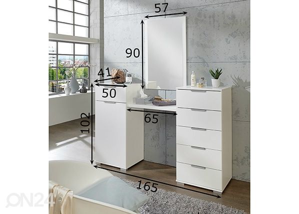 Meikkipöytä Easy Plus mitat