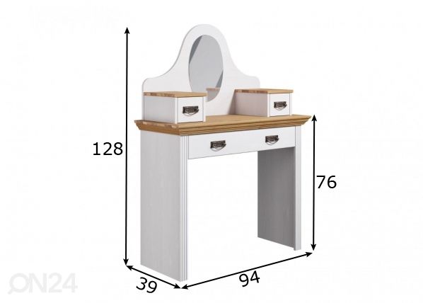 Meikkipöytä Konrad 94 cm mitat
