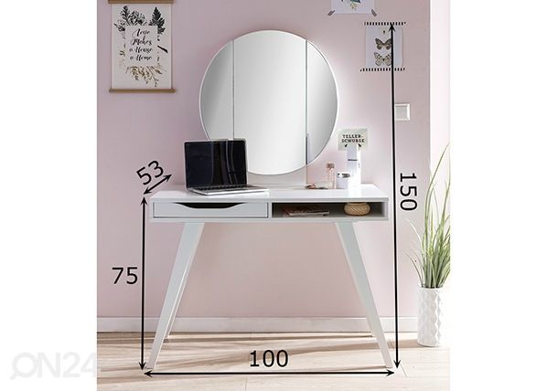 Meikkipöytä peilillä Dressertable mitat