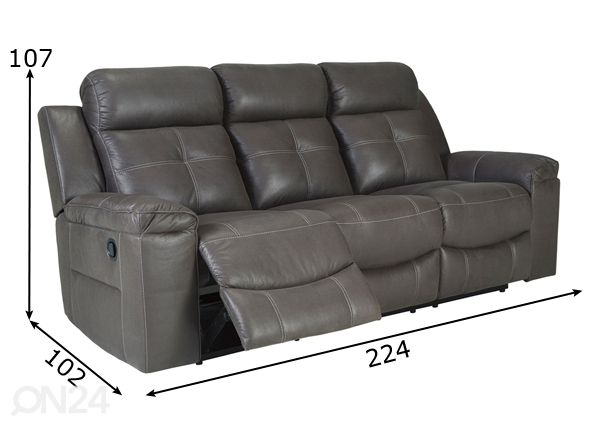 Mekanismisohva Jesolo recliner 3-istuttava mitat