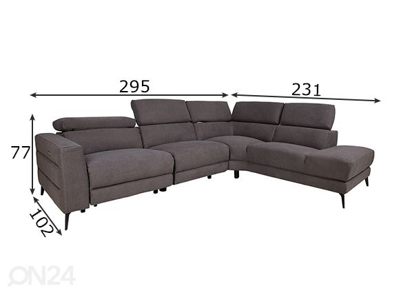 Mekanismisohva Mercado Recliner, oikea kulma mitat