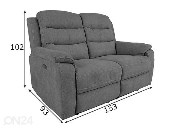 Mekanismisohva Mimi Recliner 2-istuttava mitat