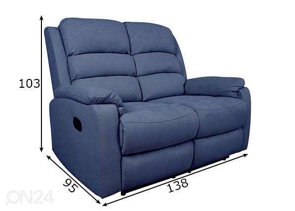 Mekanismisohva Recliner Manuel 2-istuttava mitat
