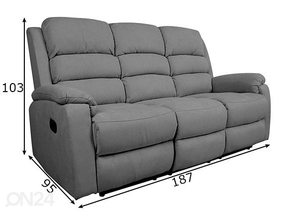Mekanismisohva Recliner Manuel 3-istuttava mitat