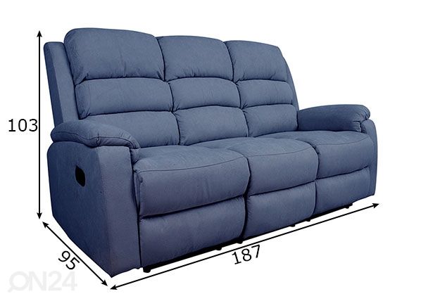 Mekanismisohva Recliner Manulel 3-istuttava mitat