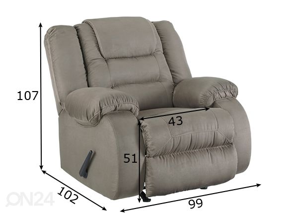 Mekanismituoli recliner (keinuva) mitat