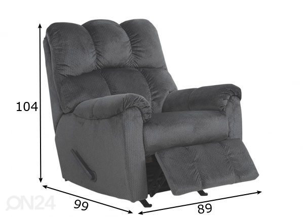 Mekanismituoli recliner (keinuva) mitat