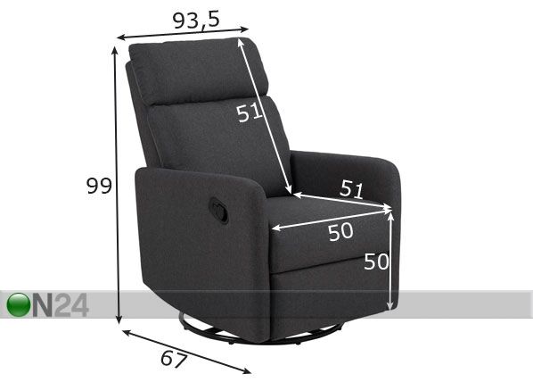 Mekanismituoli recliner mitat