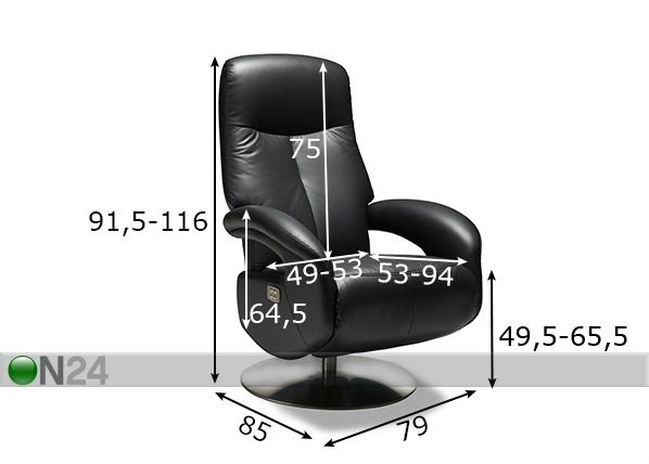 Mekanismituoli recliner Bell mitat